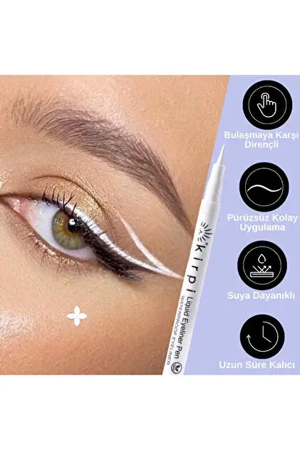 Kirpi Liquid Eyeliner Pen WaterProof Eyeliner Whıte 2g